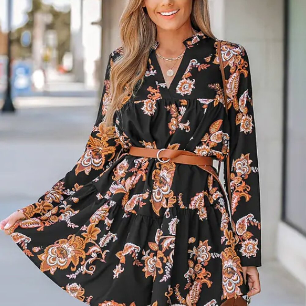 Paisley Floral Print Babydoll Dress